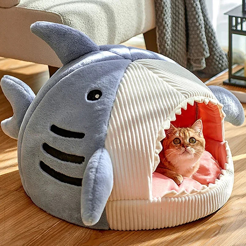 Warm Cat Beds Cartoon Shark Pet Cave Beds - ProPawPet.com