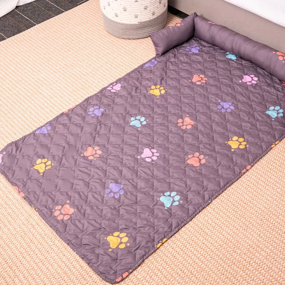 Reversible Rainbow Check Pet Bed with - ProPawPet.com