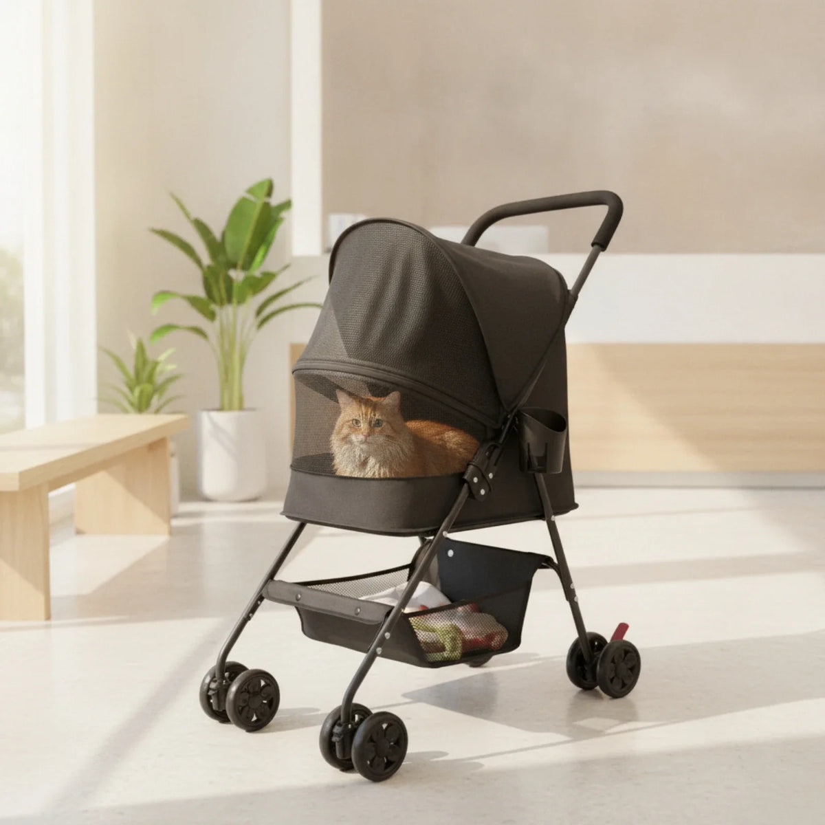Pet Stroller with Cup Holder Collapsible Pet - ProPawPet.com