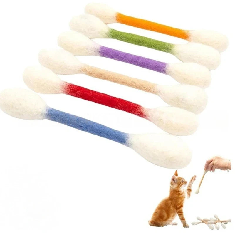 Felt Cotton Swabs Cat Toys with Catnip Giant Kitten Chew Sticks, Interactive