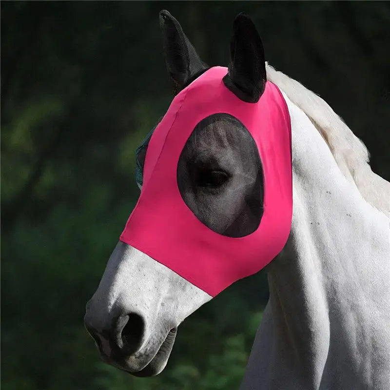 Anti-fly Mesh Equine Mask Stretch Horse Fly Covered Ears Long – 6 Colors