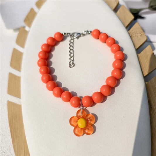 Adjustable Flower Pet Collar with Pearl - ProPawPet.com