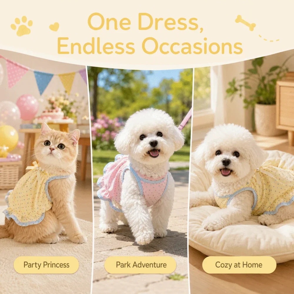 Adorable Breathable Puppy Cat Slip Dress Bow - ProPawPet.com