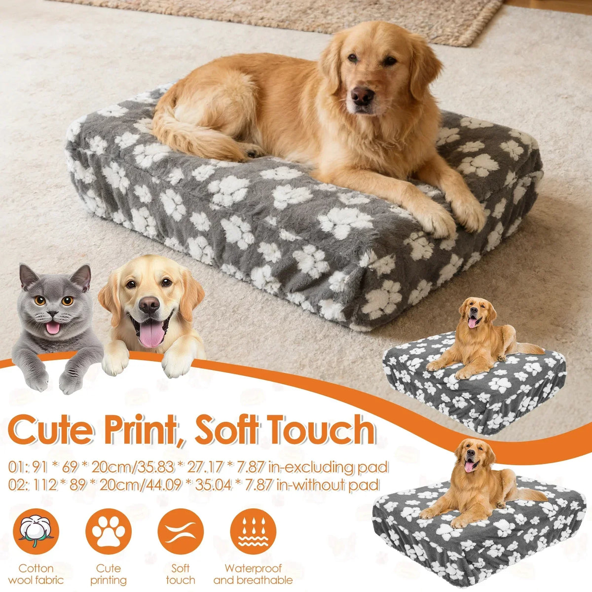 Dog Bed Cover Cotton Velvet Replacement Pet - ProPawPet.com