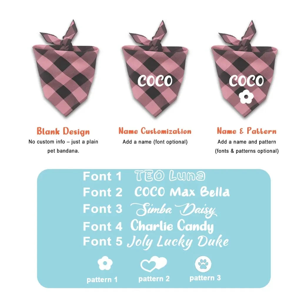 Custom Dog Pet Plaid Bandana Name ID - ProPawPet.com