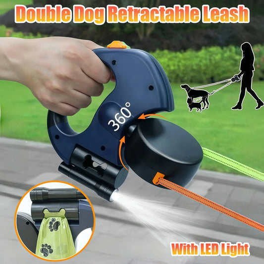 Premium 3M Retractable Double Dog Leash For - ProPawPet.com