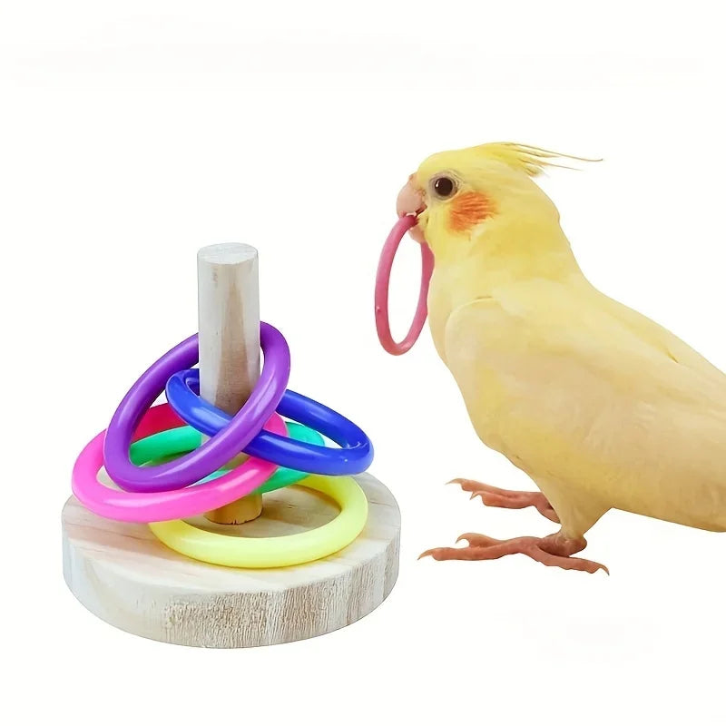 Wooden Interactive Parrot Ring Toy - ProPawPet.com