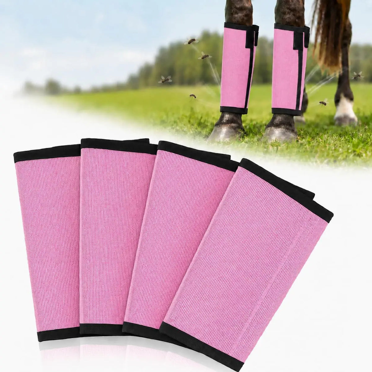 Fly Boots for Horses Set of 4 Breathable Mesh Equine Leg – Horse Supplies