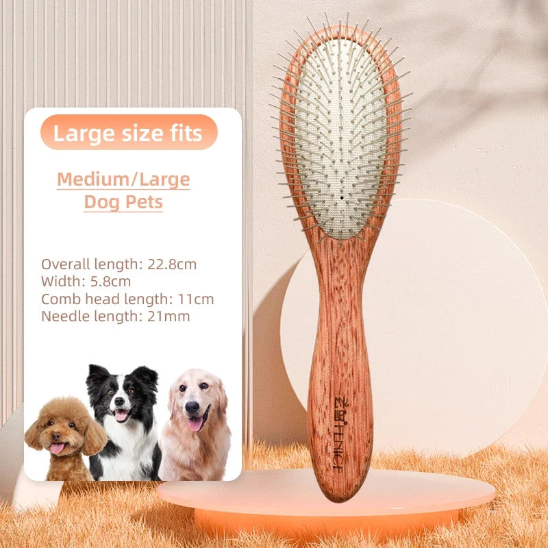 Fenice Pet Grooming Comb Solid Wood Handle in Cat & Dog Hair Remover – 2 Colors