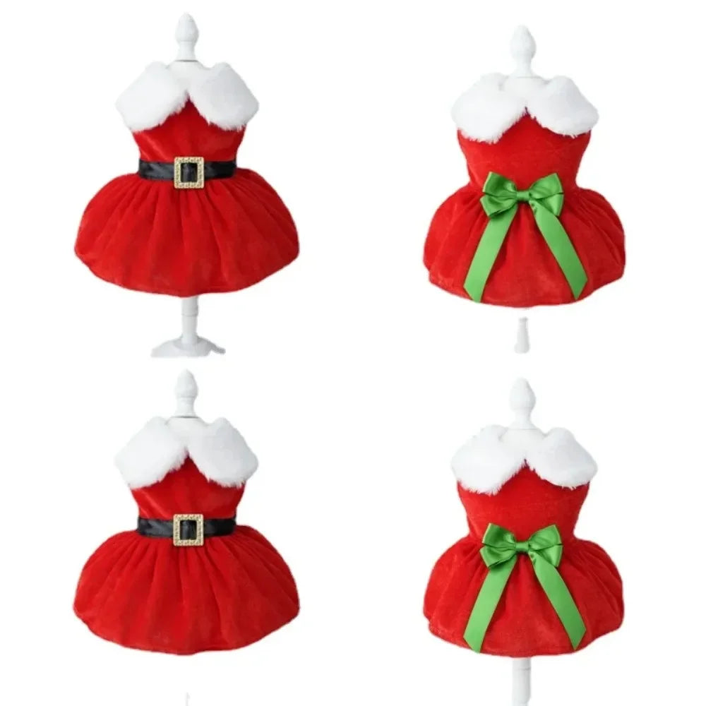 Pet Christmas Clothing Dog Cat Red Dress - ProPawPet.com