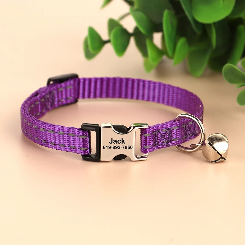 Personalized Cat Collar Reflective Nylon Dog ID – Cat Collars