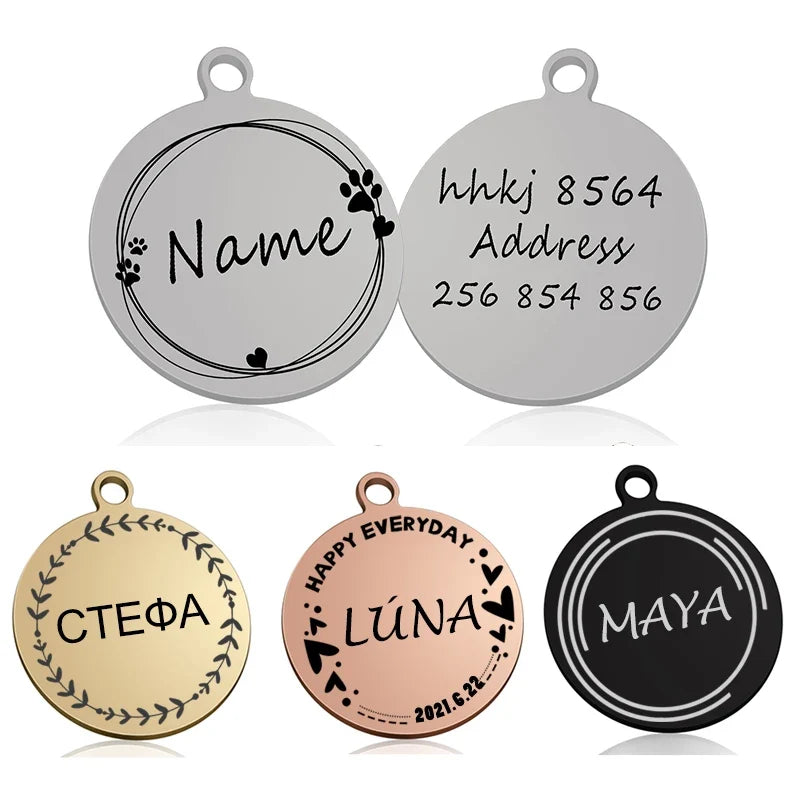 Custom Personalized Cat Dog ID Circle Tag - ProPawPet.com