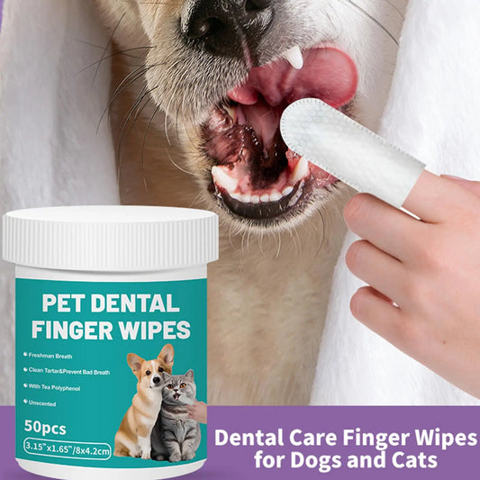 50pcs Pet Teeth Cleaning Wipes Dental Finger - ProPawPet.com