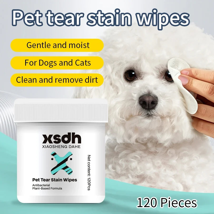Pet Tear Stain Wipes 120Pcs Dog Cat Eye - ProPawPet.com