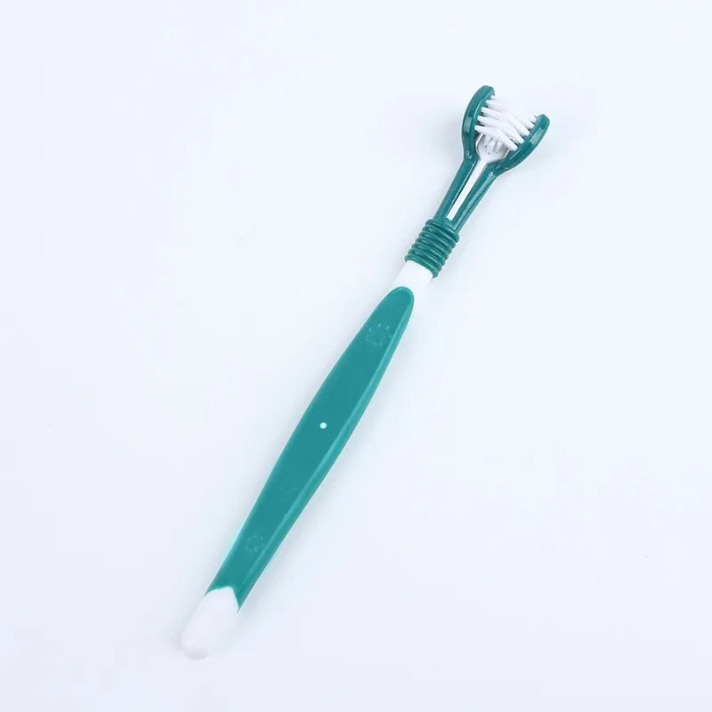 Three Sided Pet Toothbrush Multi Angle Dental Care Kit, Portable
