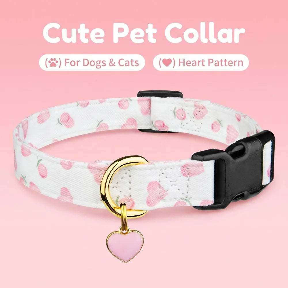 Cotton Dog Collar Cute Pink Love Dog Collar - ProPawPet.com