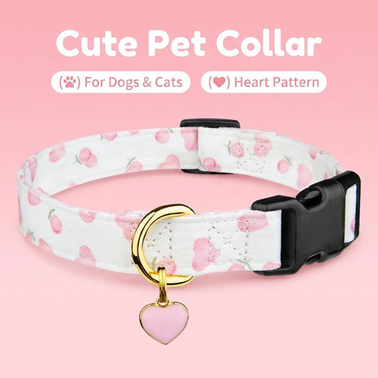 Cotton Dog Collar Cute Pink Love Dog Collar - ProPawPet.com