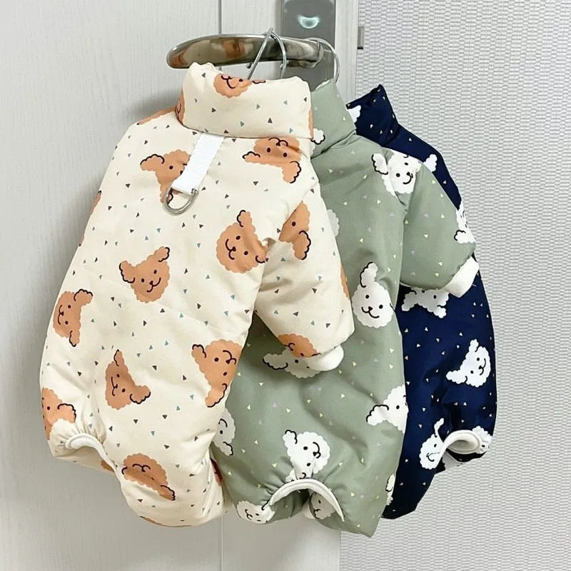 Waterproof Dog Warm Jacket Bear Print Winter - ProPawPet.com
