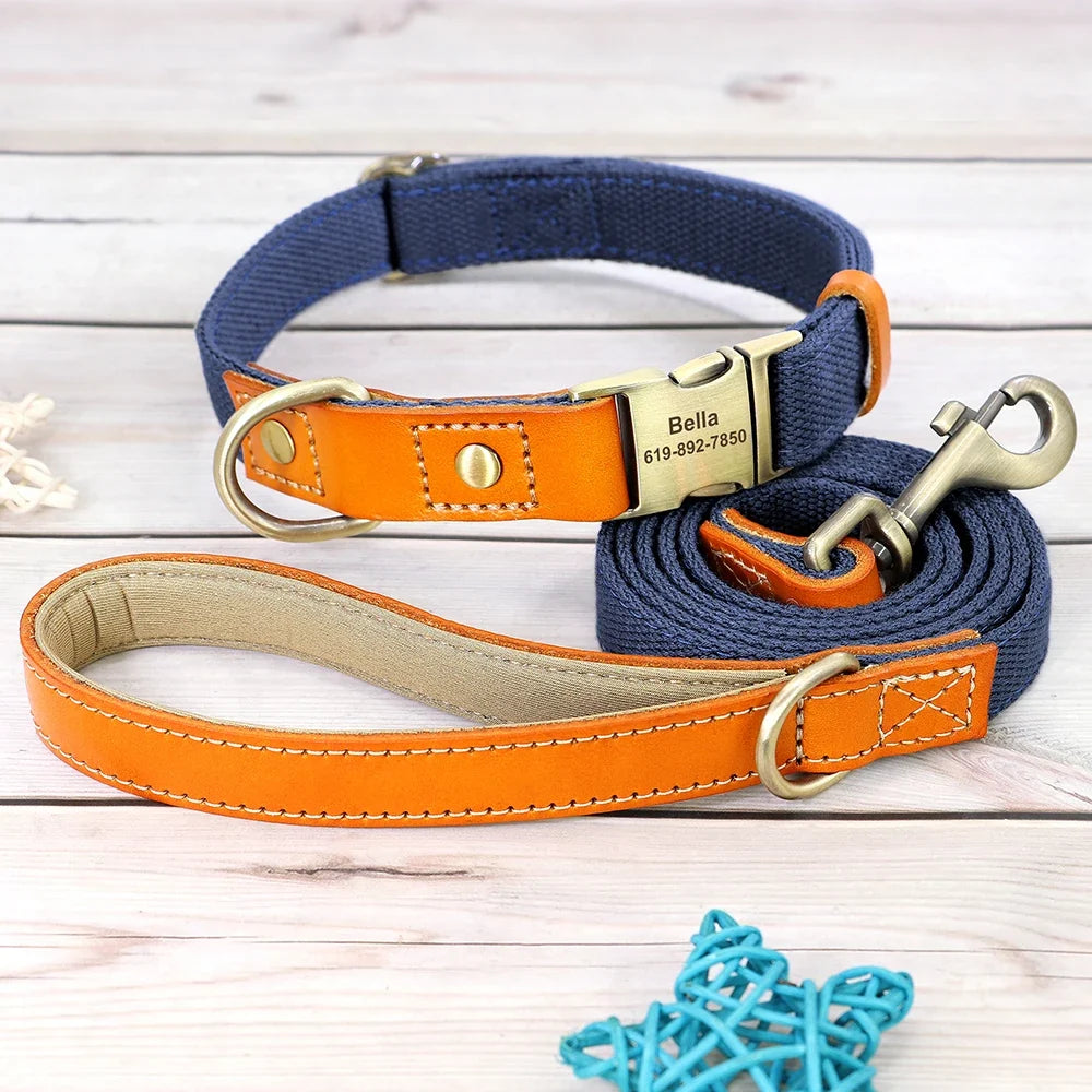 Nylon Custom Dog Puppy Collar Leash Set - ProPawPet.com