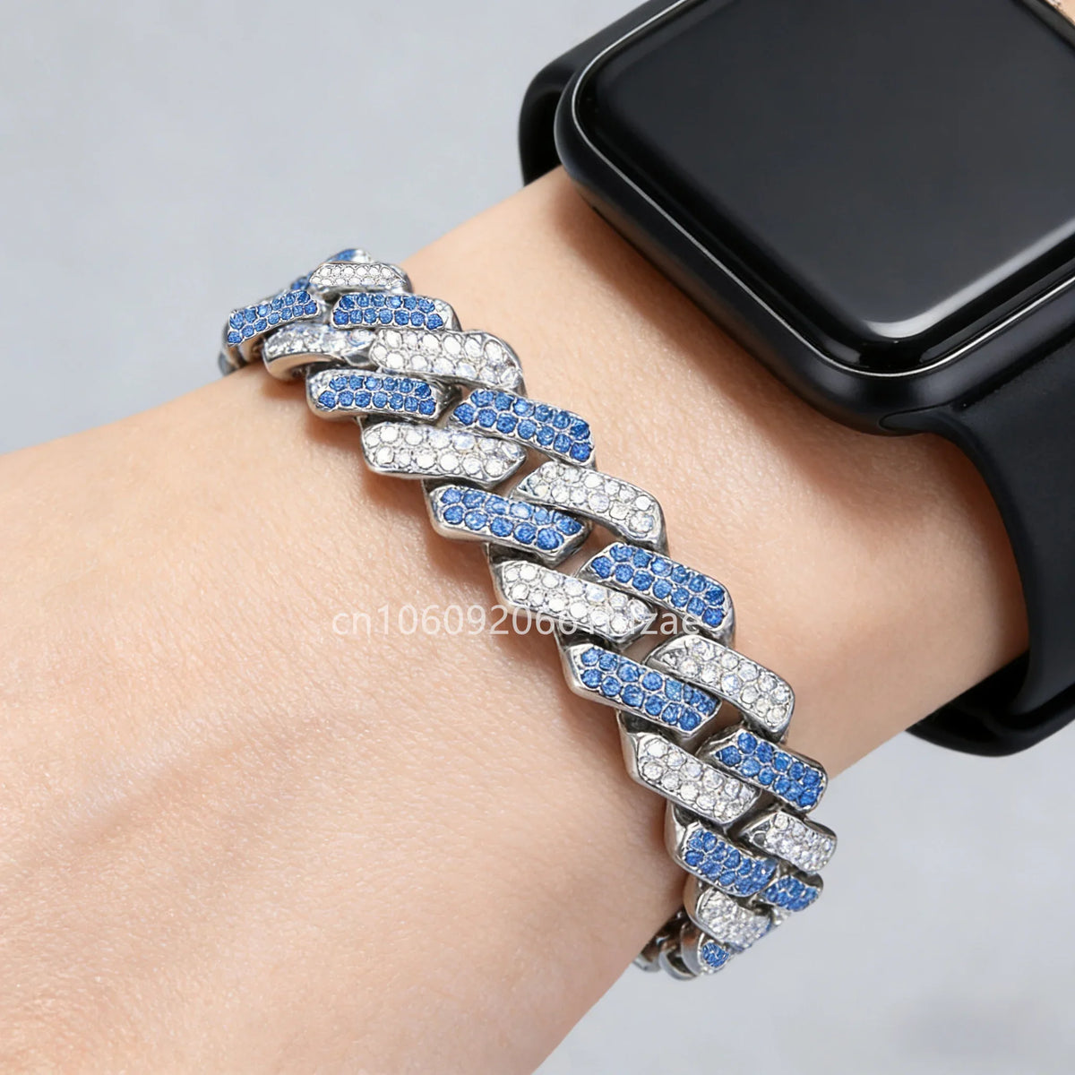 14mm Pink Blue Lab Diamond Dog Cuban Chain - ProPawPet.com