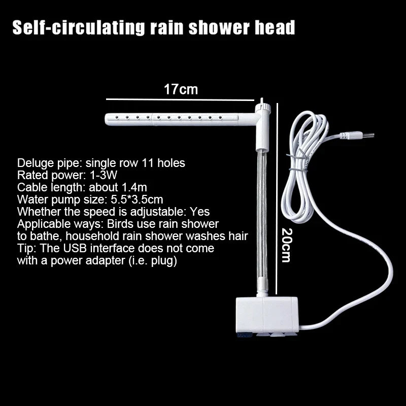 USB Electric Bird Bath Fountain Circulating Water Shower Tub – 4 Colors