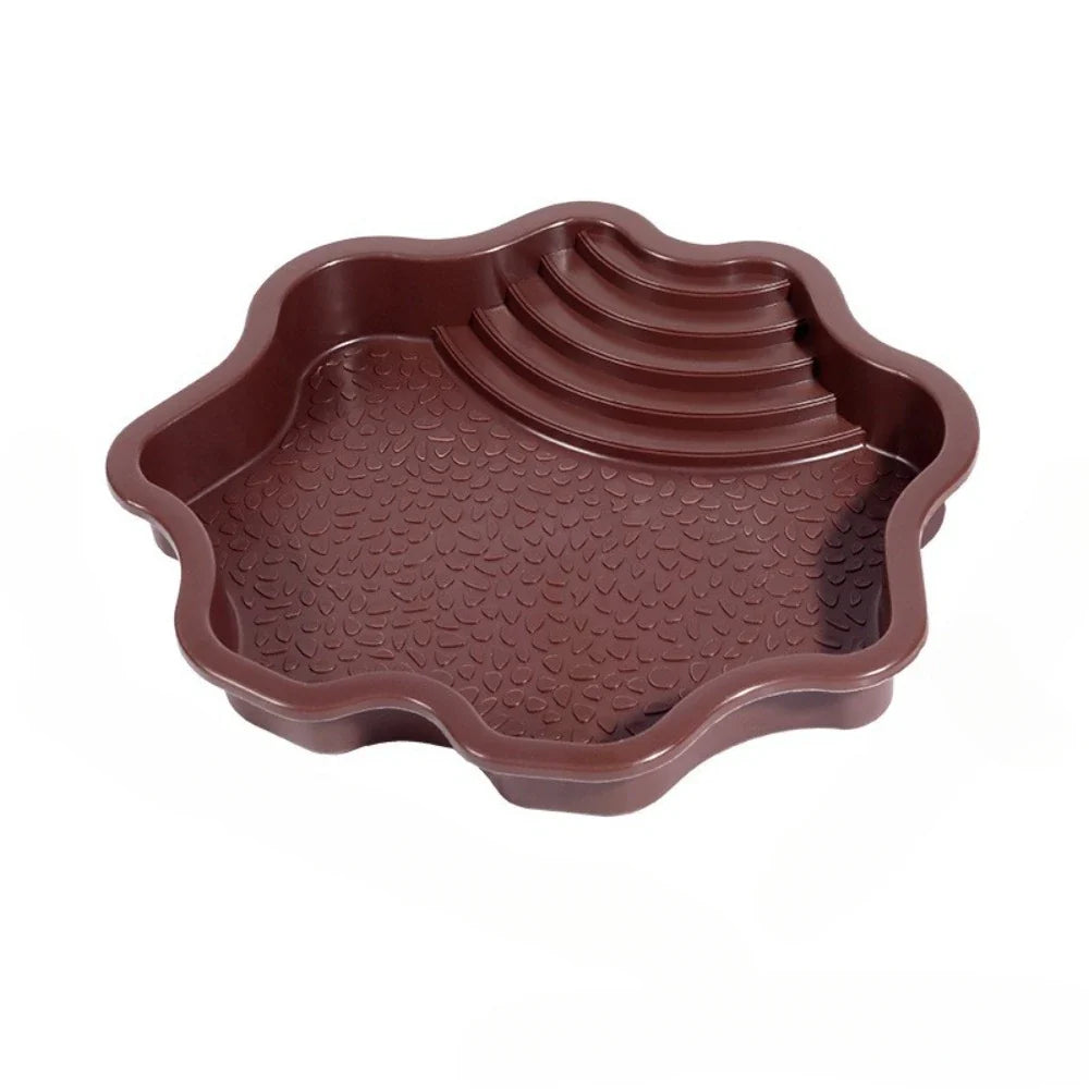 Turtle Bathing Pool, Reptile Feeding Dish Water Pot Landscape – 9 Colors