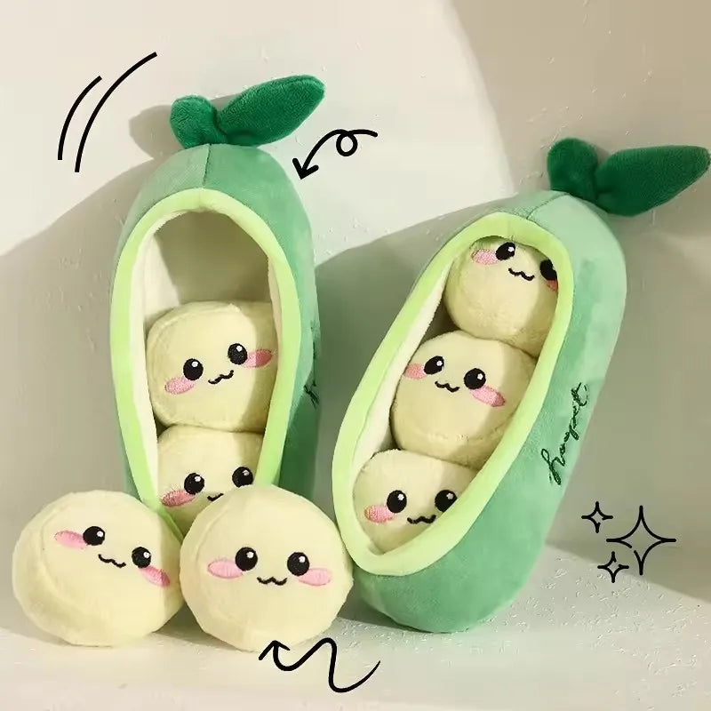 Interactive Pea Pod Shaped Squeaky Plush Dog Plaything – photo 2