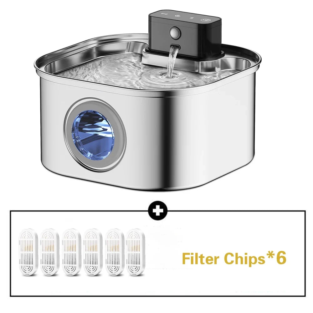 Wireless Stainless Steel Pet Water Fountain – Cat Supplies
