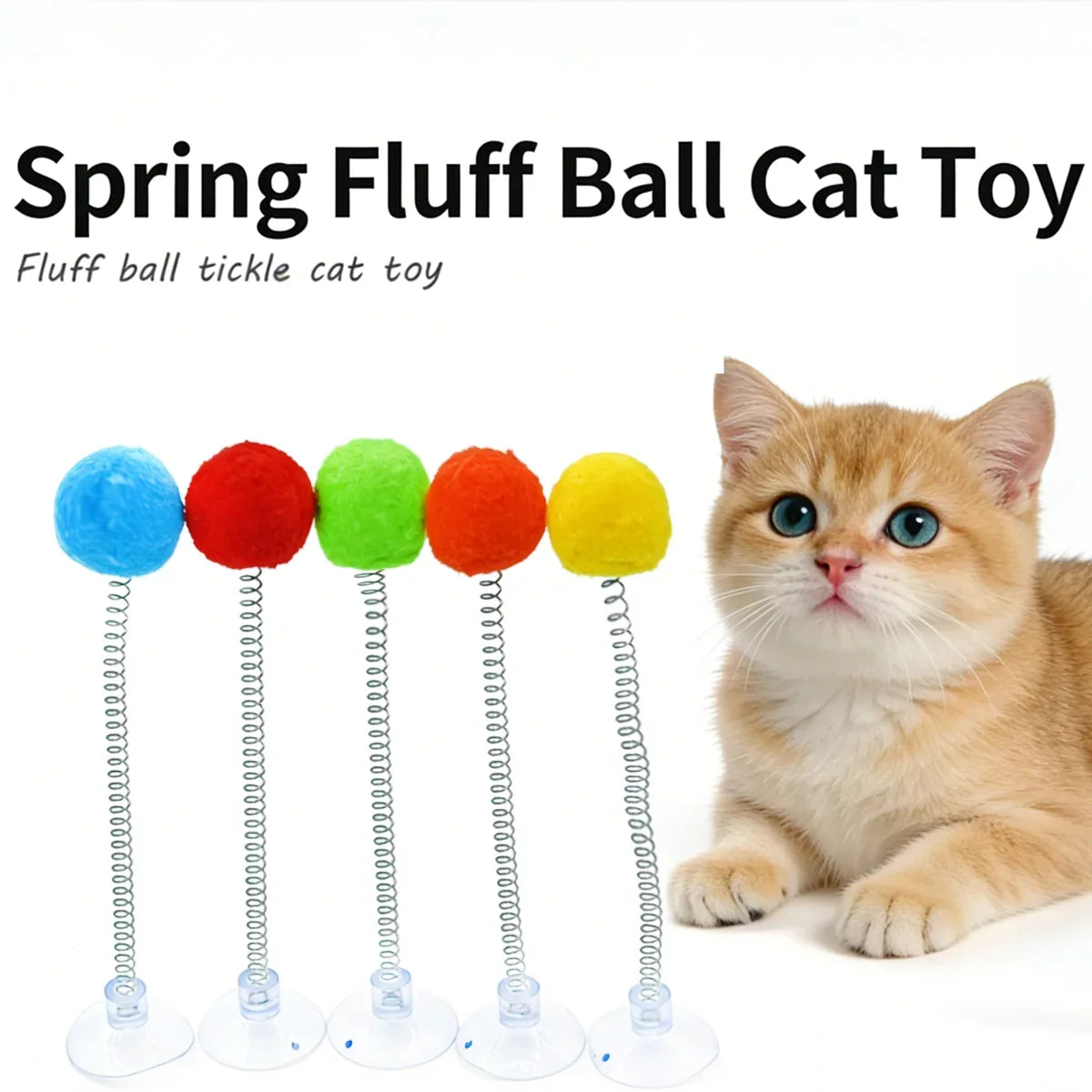 1 Pc Cat Fur Ball Spring Toy Suction Cup Pet - ProPawPet.com