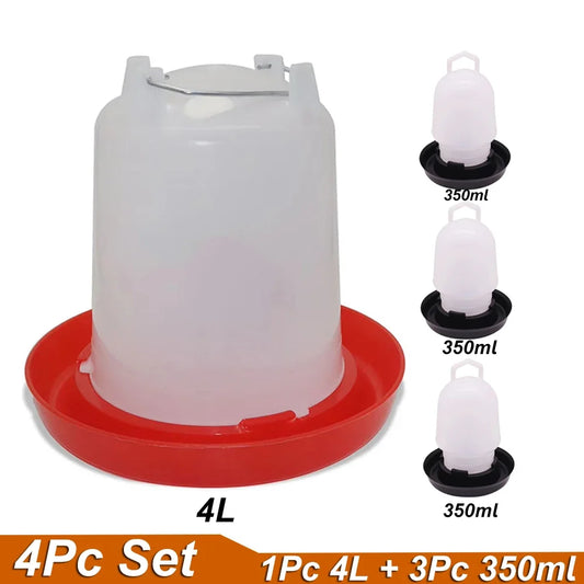 4Pc Set 1Pc 4L 3Pc 350ml Farm poultry feeder - ProPawPet.com