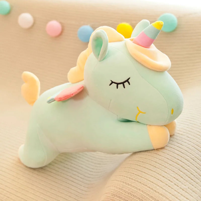 Cute Pony Plush Plaything Rainbow Angel Unicorn Girl Heart Doll