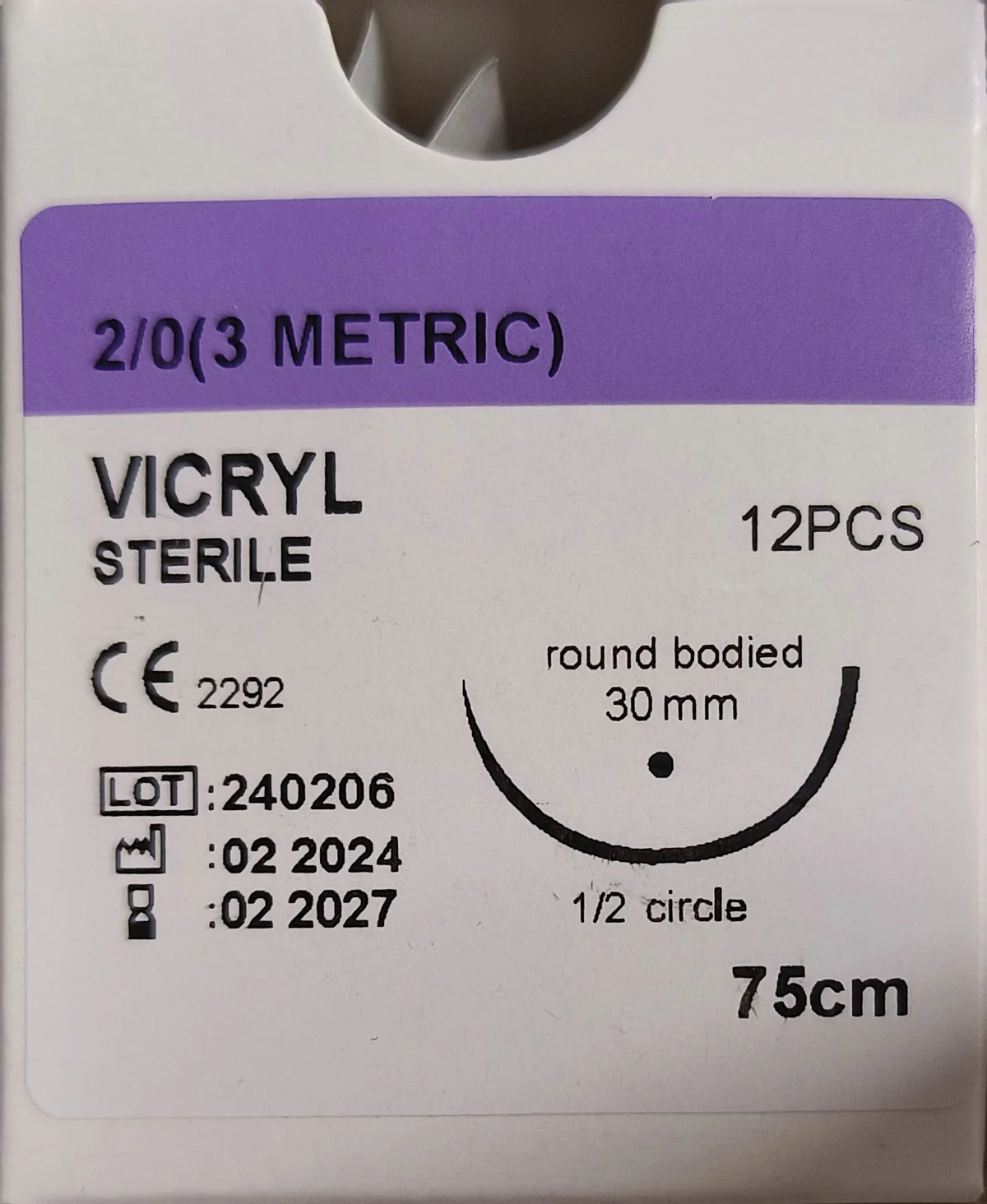 75cm Surgical Suture Vicryl 1 0 2 0 2 0 3 0 for Dogs
