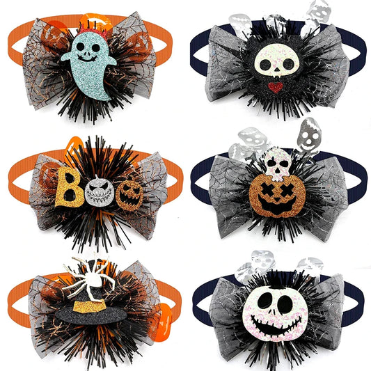 30/50pcs Halloween Dog Bows Horrible Skull - ProPawPet.com