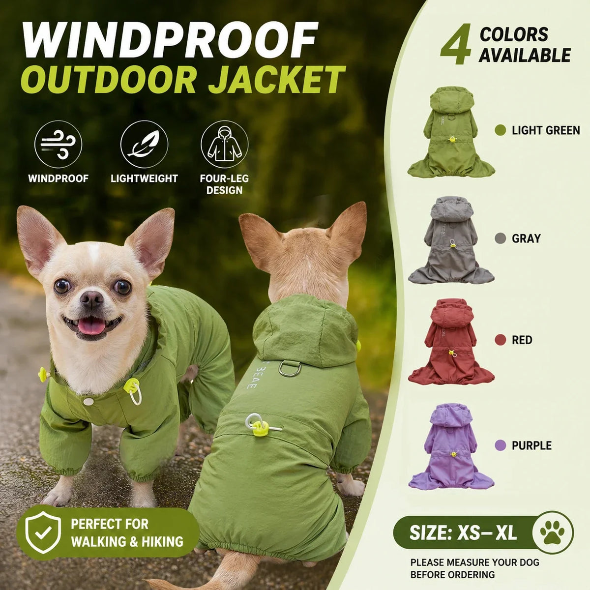 Small Dog Four Legged Windbreaker Jumpsuit - ProPawPet.com