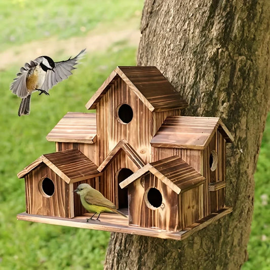 Wooden bird house, outdoor garden bird villa - ProPawPet.com