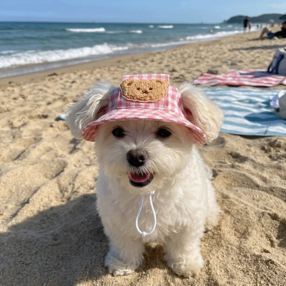 Breathable Pet Bucket Hat Adjustable Plaid - ProPawPet.com