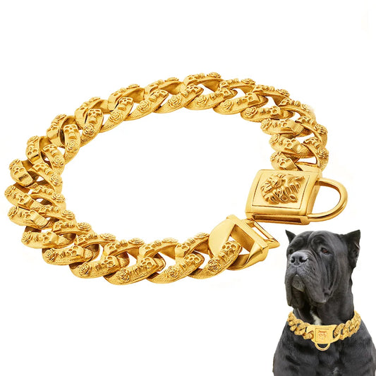 Metal Collar for Large Dog Gold Silver Pet - ProPawPet.com