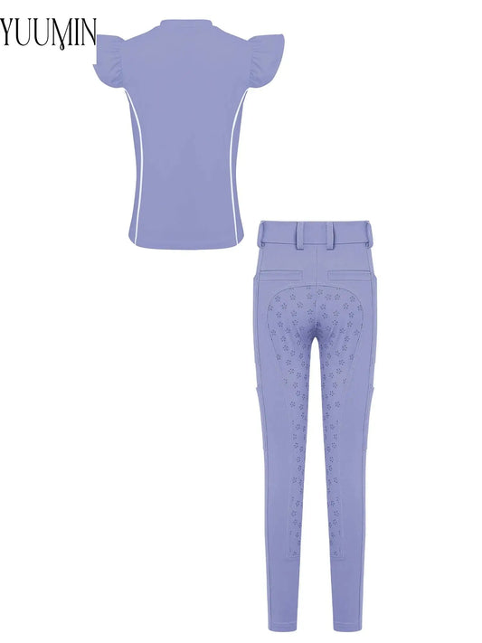 Kids Girls Equestrian T-shirt And Pants Sets - ProPawPet.com