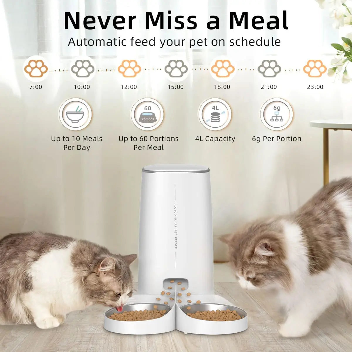 ROJECO Automatic Cat Feeder Pet Smart Cat - ProPawPet.com