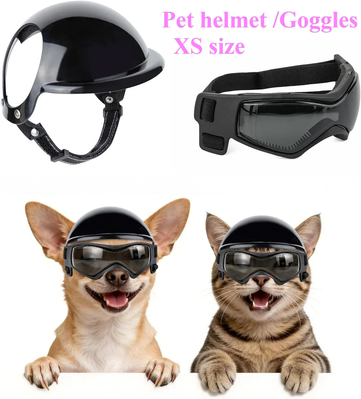 Dog Helmet Goggles Set Pet Safety Hat with - ProPawPet.com