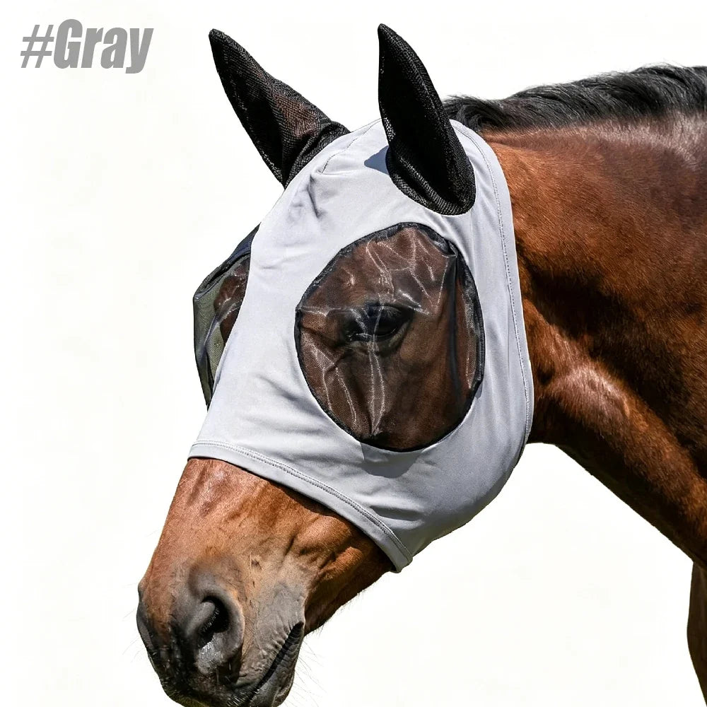 Horse Fly Mask with Ears, Breathable Mesh UV Protection – 4 Colors