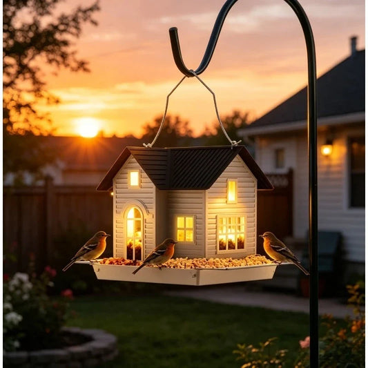 Solar Powered Bird Feeder Iron House Shaped - ProPawPet.com