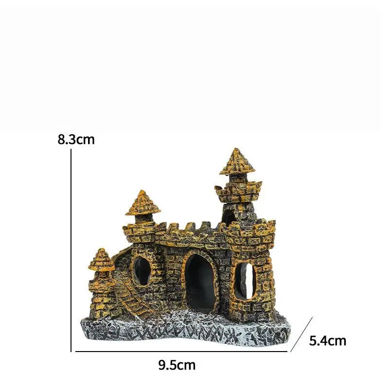 ● Resin Castle Shape Fish Tank Ornament – 7 Colors