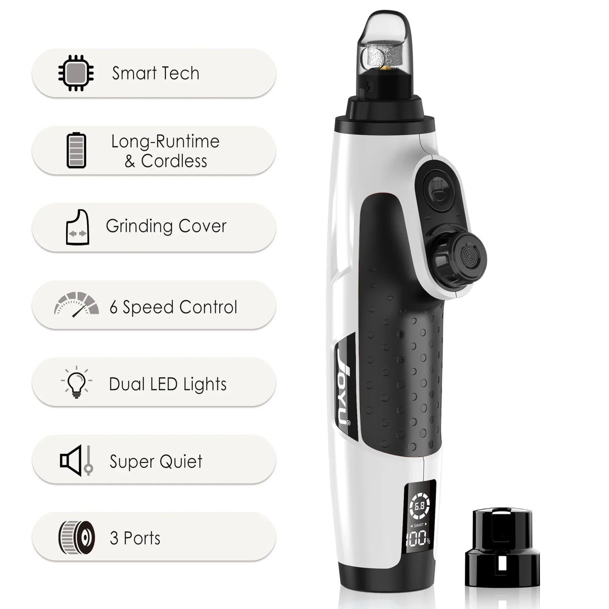 Quiet Joyu Rechargeable Dog Nail Grinder with LED Light