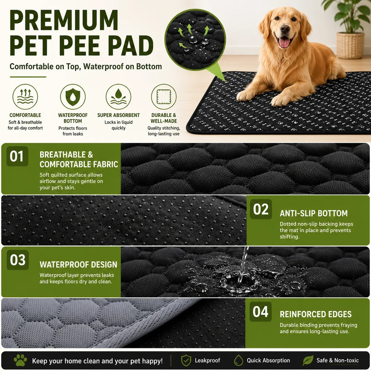 Dog Pee Pad Reusable Washable Waterproof - ProPawPet.com