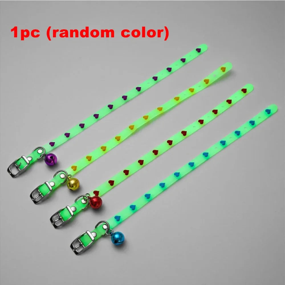 Adjustable Glowing Cat & Dog Collars with Bell Light – 7 Colors