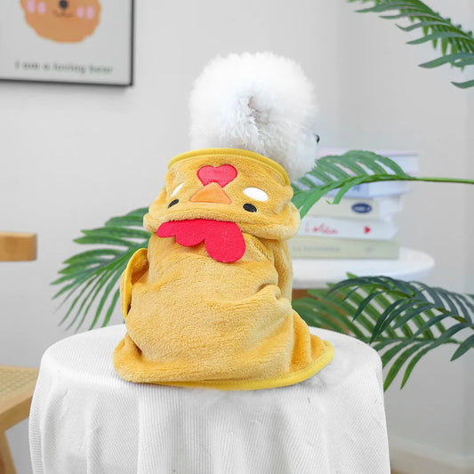 Soft Cartoon Chicken Clothes for Small Medium Dogs Keep Warm Cats