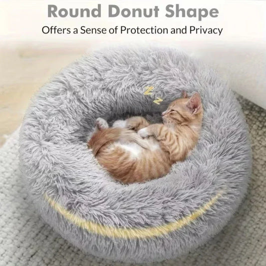 1pc Round Plush Dog Bed & Cat Nest,Non-Slip - ProPawPet.com