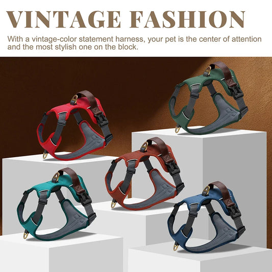 Vintage Dog Harness Durable PU Leather Dog - ProPawPet.com