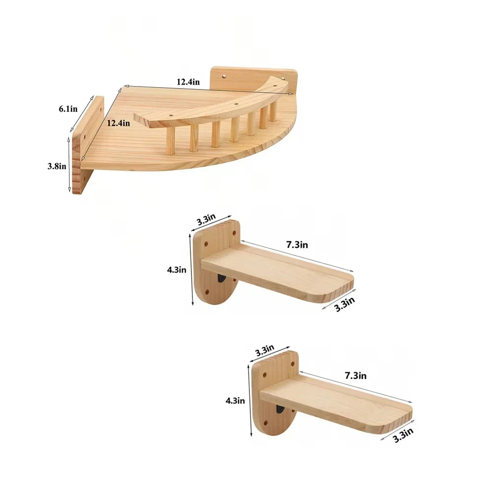 Wall-mounted wooden cat hammock and steps – view 7